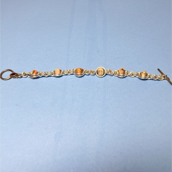 Handmade Chain Maille Bracelet With Gemstones And Sterling Silver  Clasp 7" - Picture 4 of 6